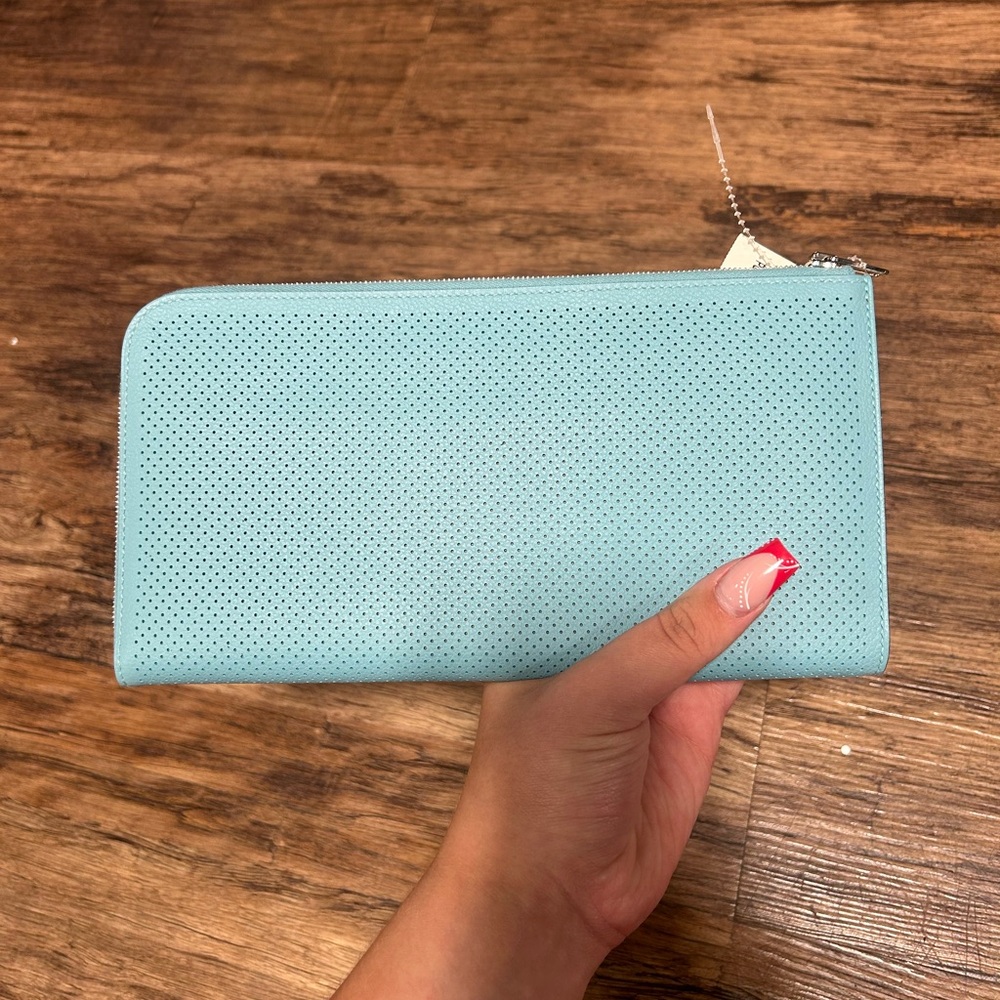Hermes Light Blue Perforated Wallet